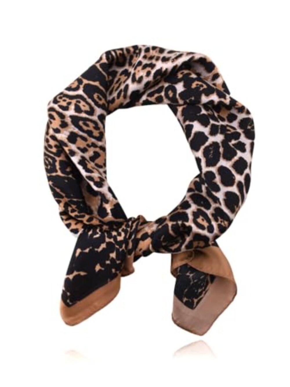 Silk Neck Scarf Square Bandana Leopard Print Headwraps for Women Lightweight